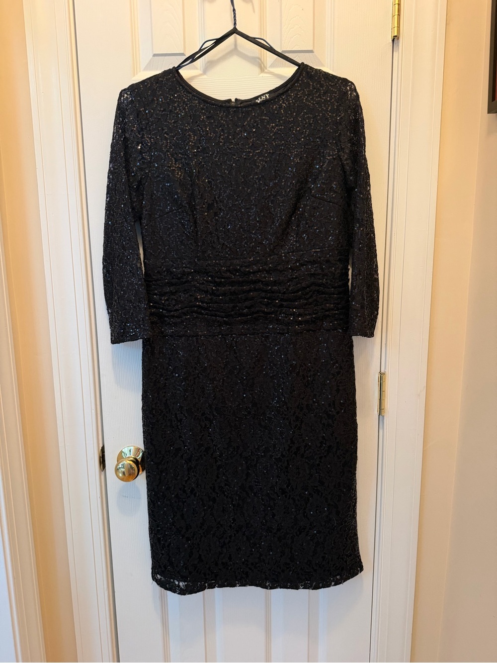 SLNY Black Lace Long-Sleeve Cocktail Dress